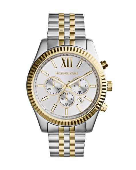 michael kors lexington chronograph watch silver|Michael Kors lexington watch women.